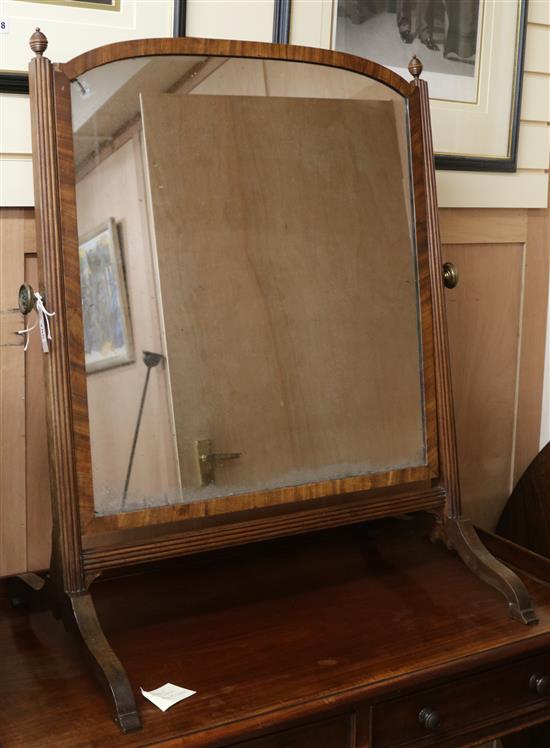 A large George III mahogany skeleton toilet mirror W.76cm